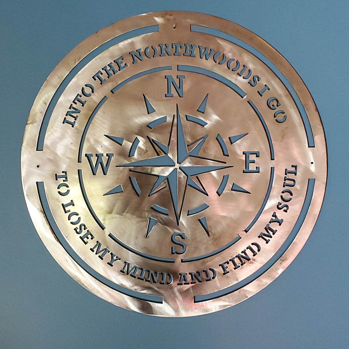 Compass Rose Round Sign finished metal example (photo 10)