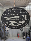Bear Cabin Night Scene finished metal example