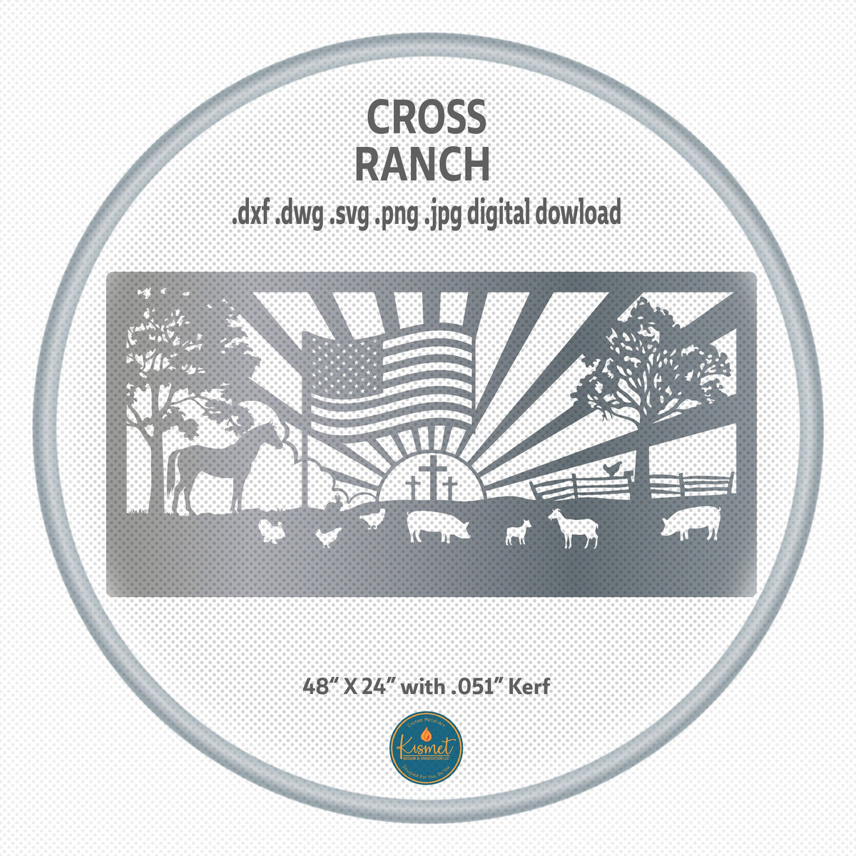 Cross Ranch Farm Scene Panel DXF/SVG design preview with file details (photo 3)