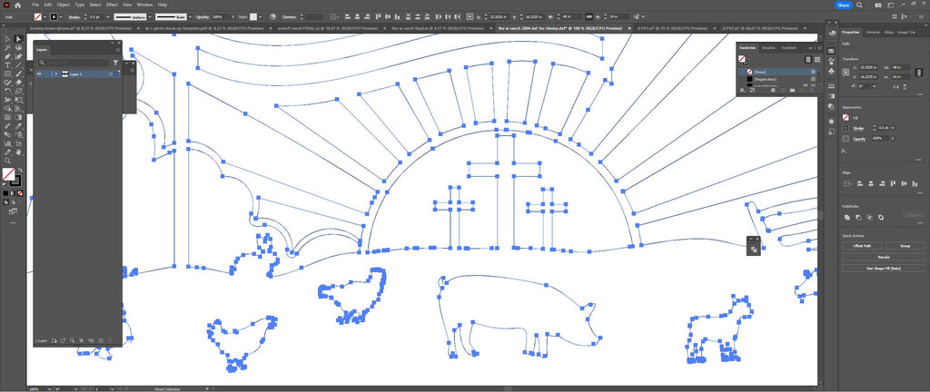 Cross Ranch Farm Scene Panel vector paths in design software (photo 4)