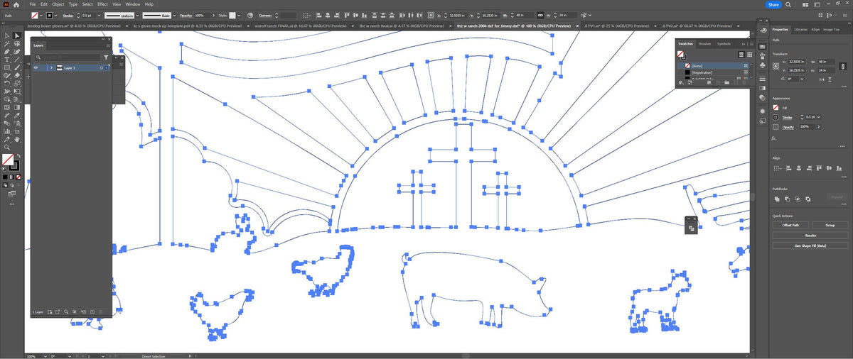 Cross Ranch Farm Scene Panel vector paths in design software (photo 4)
