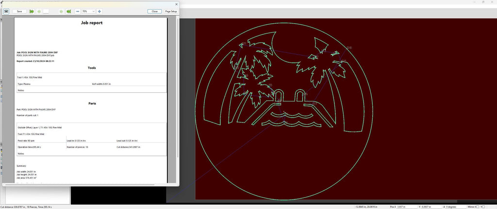Palm Tree Pool Sign vector paths in design software