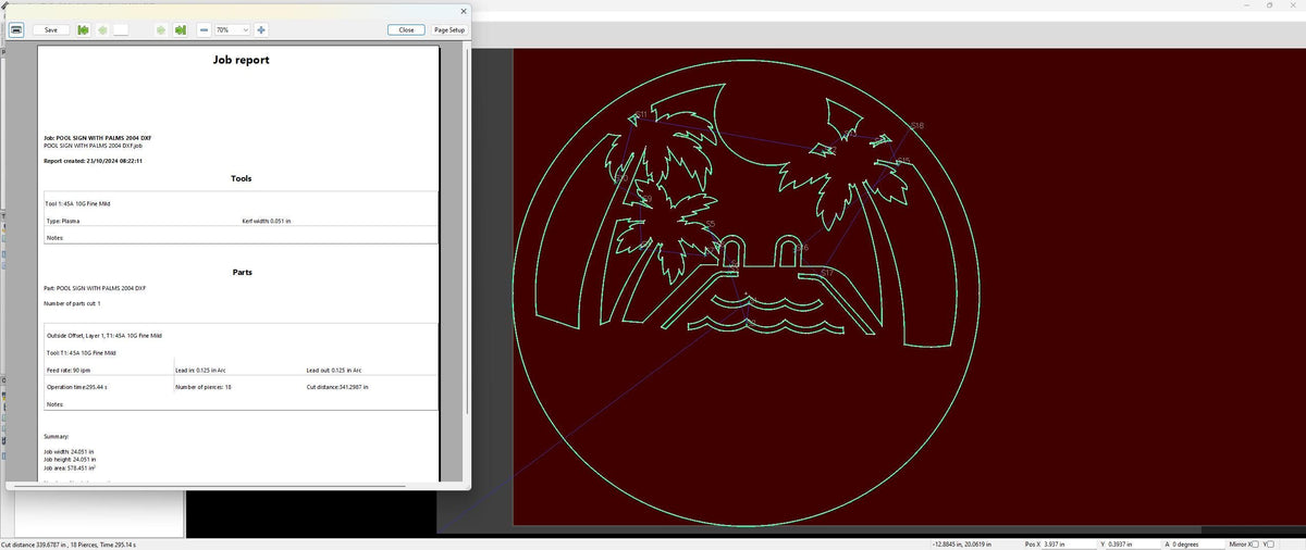 Palm Tree Pool Sign vector paths in design software