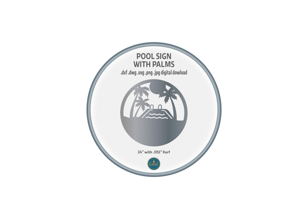 Palm Tree Pool Sign DXF/SVG design preview with file details