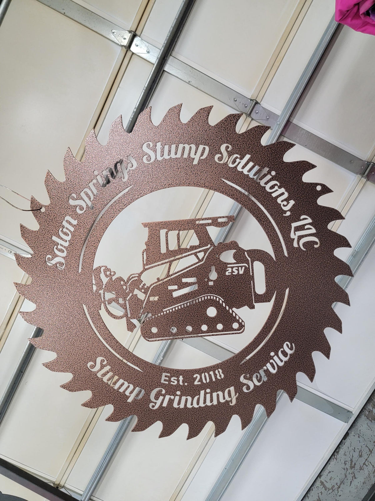 Stump Grinder Saw Blade Sign finished metal example (photo 2)