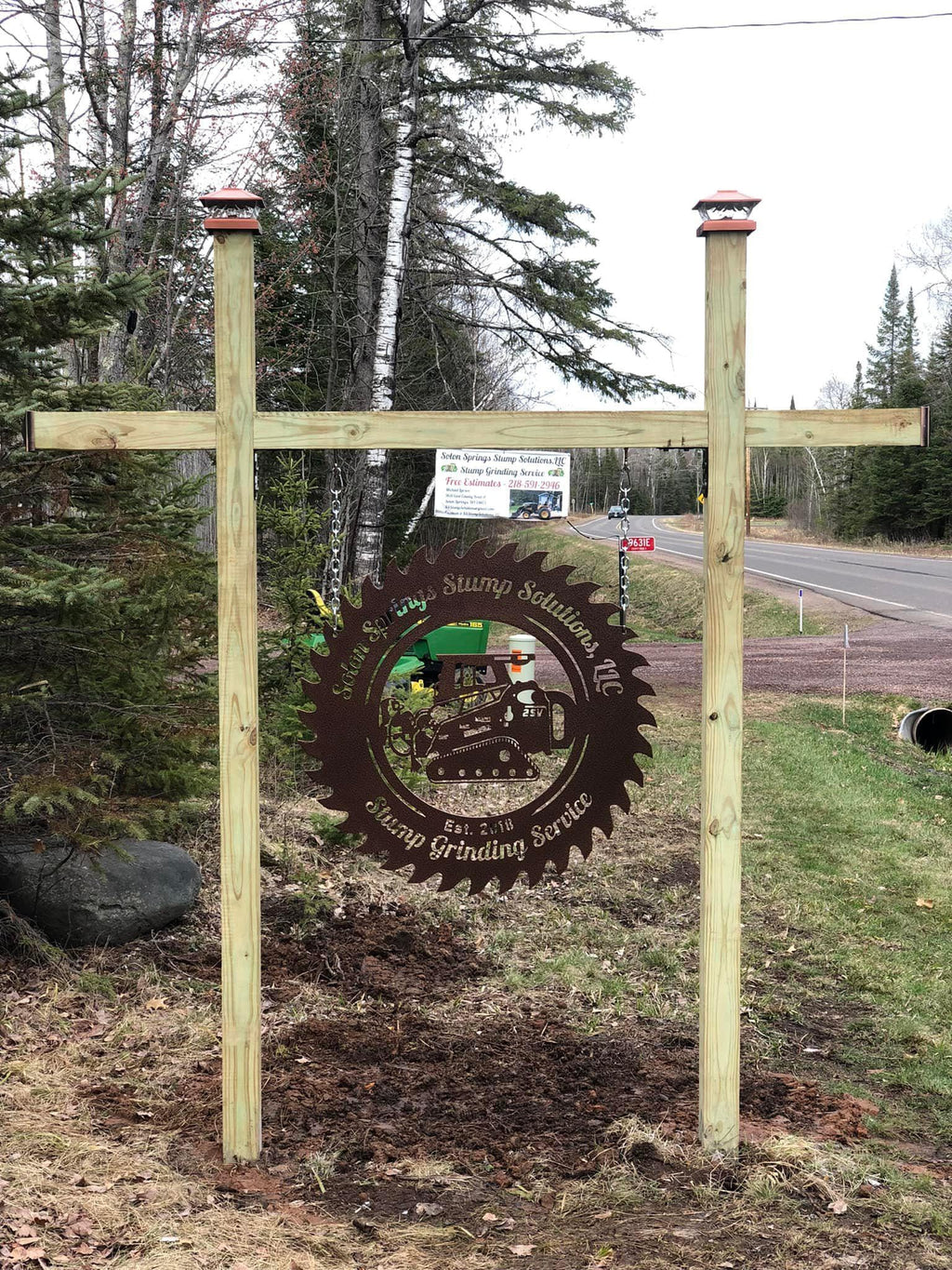 Stump Grinder Saw Blade Sign finished metal example