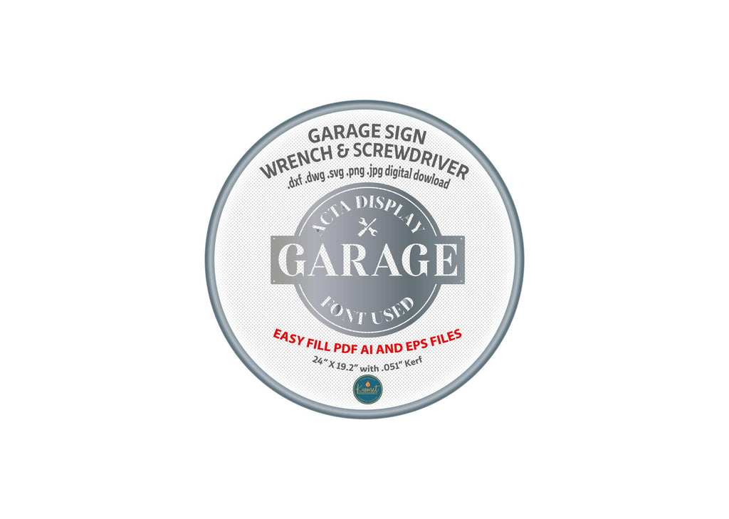 Custom Garage Sign Wrench Screwdriver DXF/SVG design preview with file details