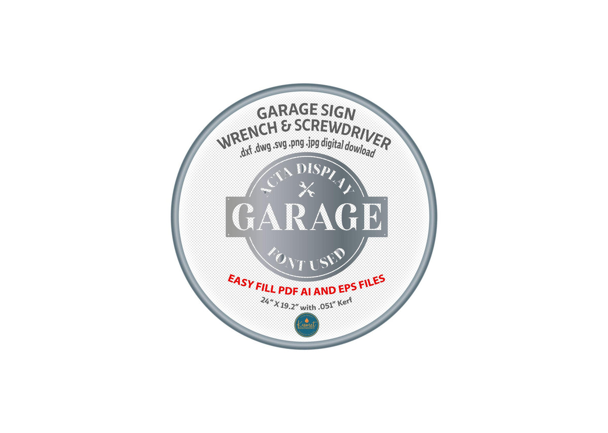 Custom Garage Sign Wrench Screwdriver DXF/SVG design preview with file details