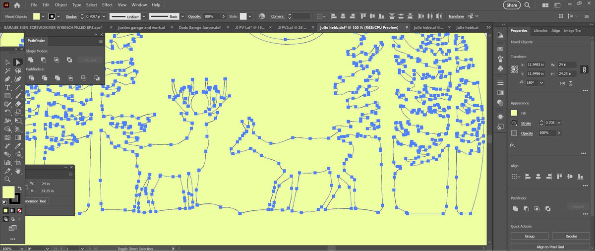 Deer and Hummingbird Sign vector paths in design software (photo 9)