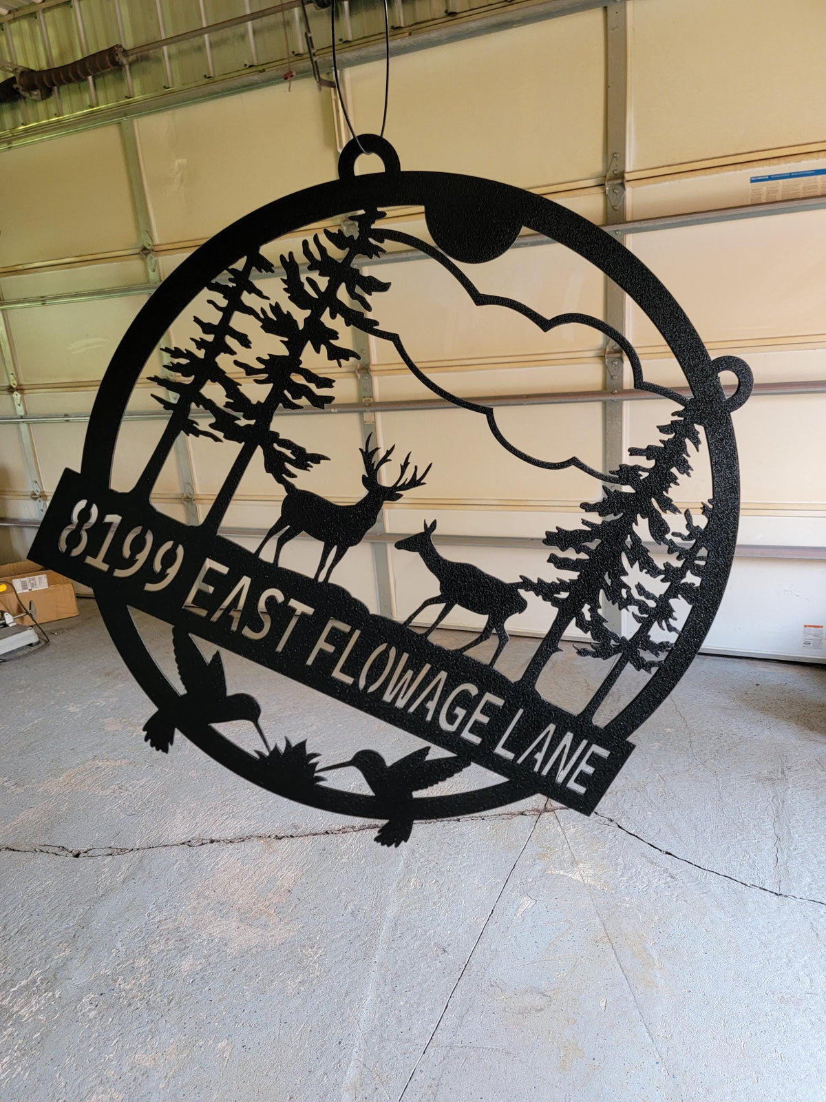 Deer and Hummingbird Sign finished metal example (photo 4)