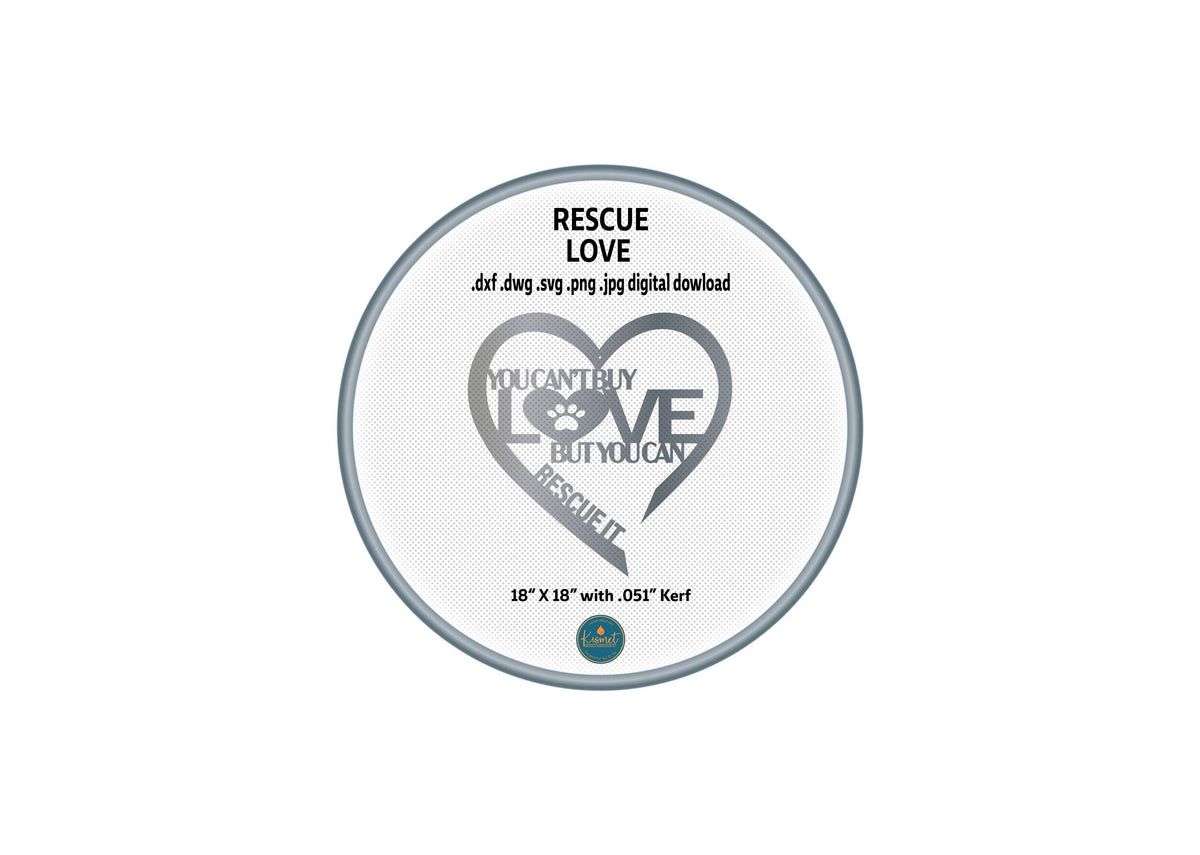 Rescue Love Dog Sign DXF/SVG design preview with file details (photo 5)