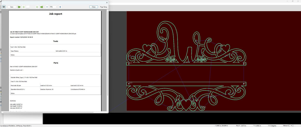 W Scroll Heart Monogram vector paths in design software