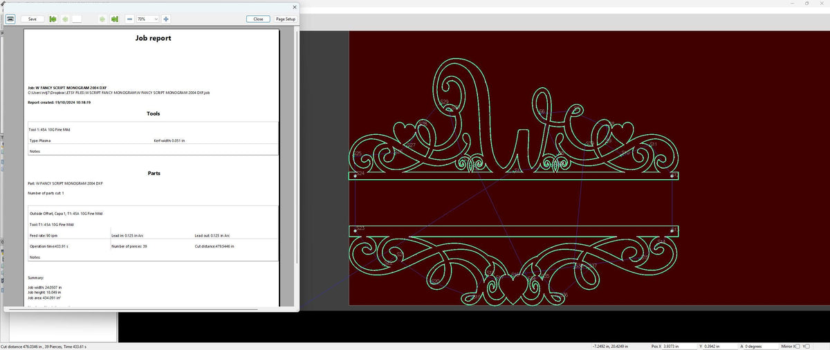W Scroll Heart Monogram vector paths in design software