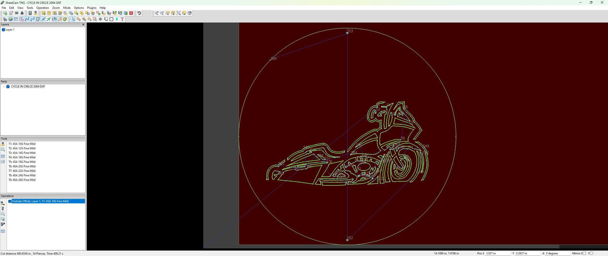 Motorcycle Circle Sign vector paths in design software