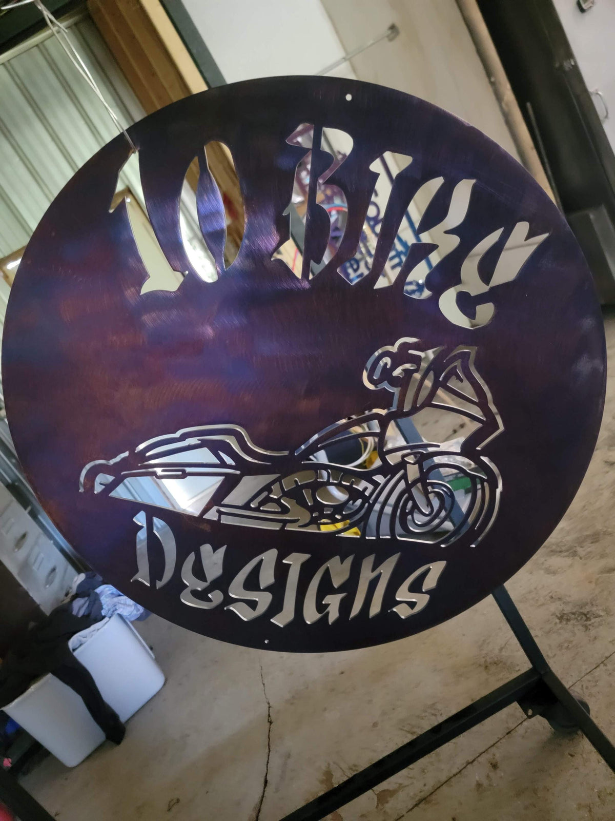 Motorcycle Circle Sign finished metal example (photo 2)