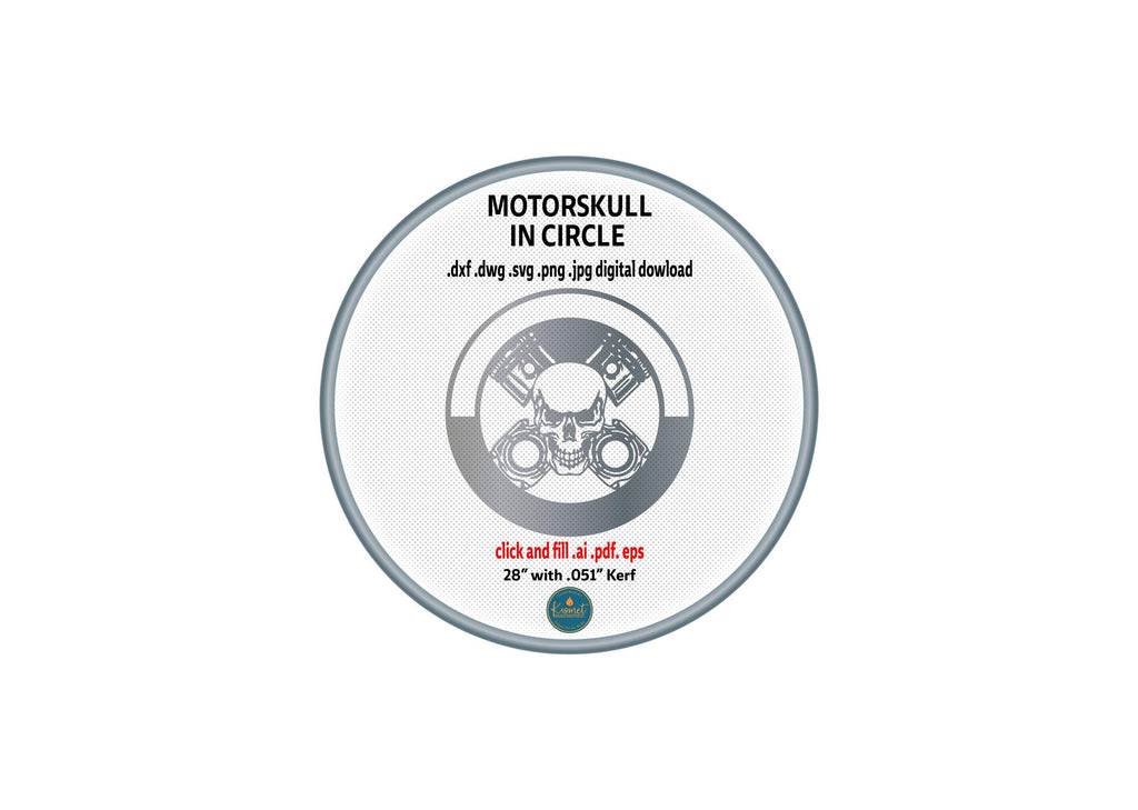 Motor Skull Circle Sign DXF/SVG design preview with file details