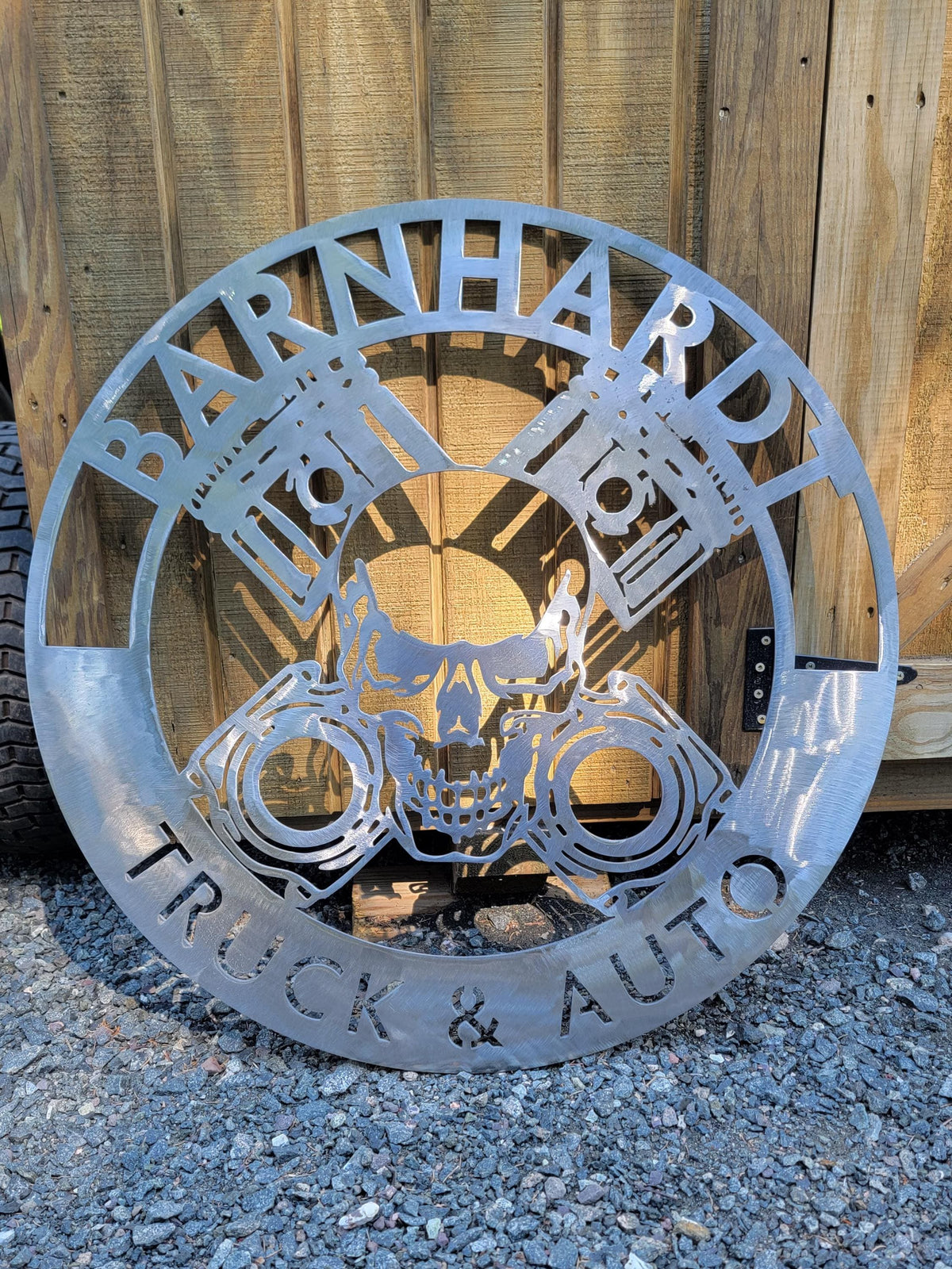 Motor Skull Circle Sign finished metal example