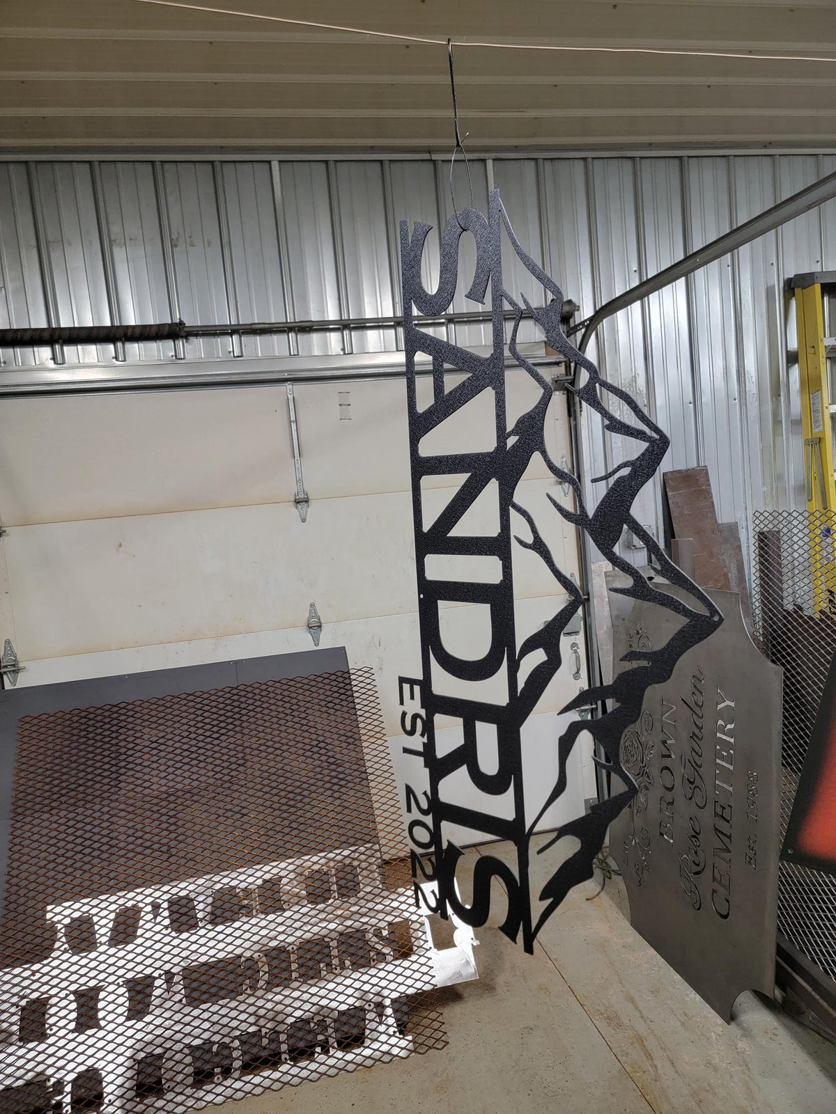 Mountain Range Custom Name Sign finished metal example (photo 2)
