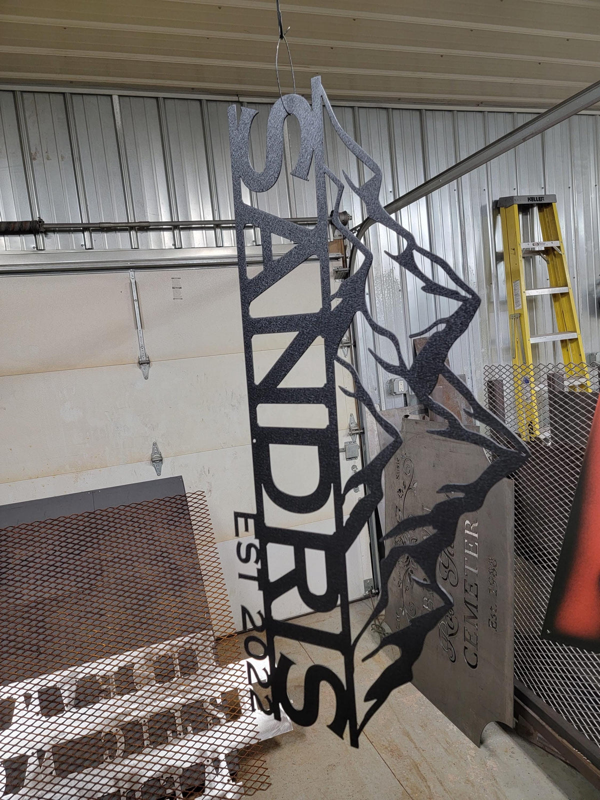 Mountain Range Custom Name Sign finished metal example (photo 3)
