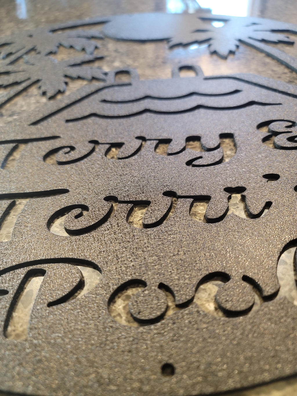 Palm Tree Pool Sign finished metal example (photo 5)