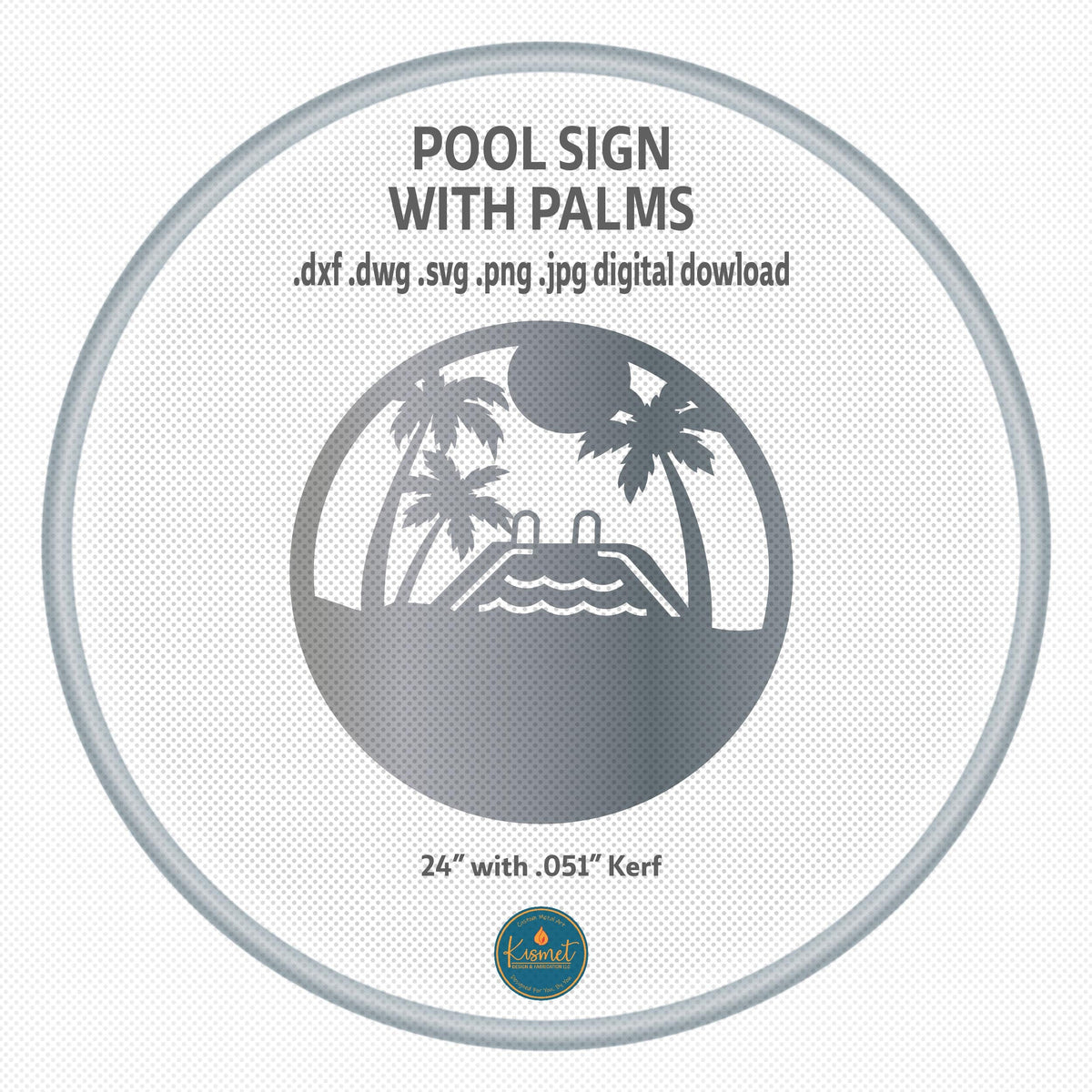 Palm Tree Pool Sign DXF/SVG design preview with file details (photo 7)