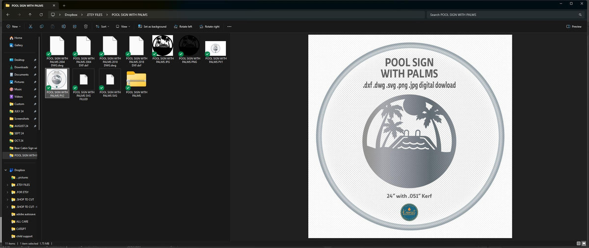 Palm Tree Pool Sign vector paths in design software (photo 10)