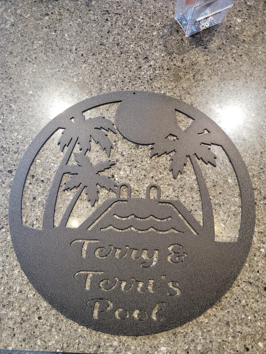 Palm Tree Pool Sign finished metal example (photo 4)
