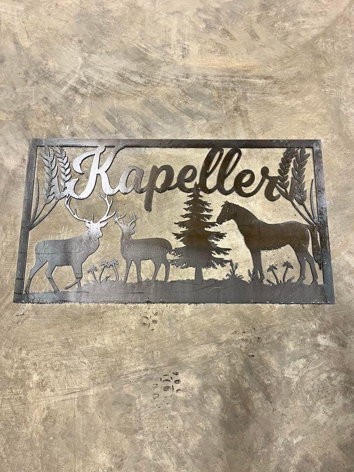 Buck Doe Horse Forest Scene finished metal example