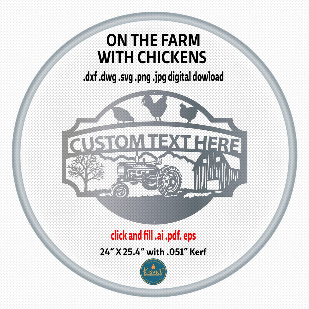 Chicken Tractor Farm Sign DXF/SVG design preview with file details