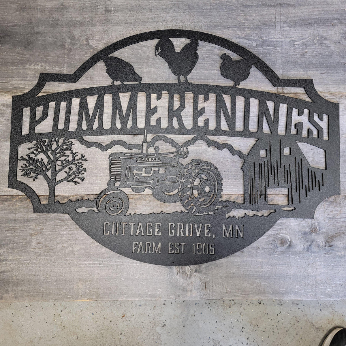 Chicken Tractor Farm Sign finished metal example (photo 4)