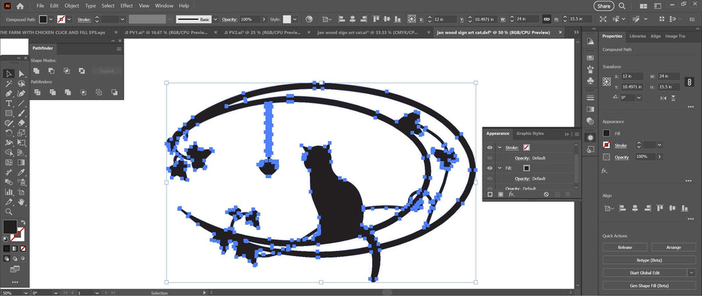 Cat Memorial Oval vector paths in design software (photo 9)