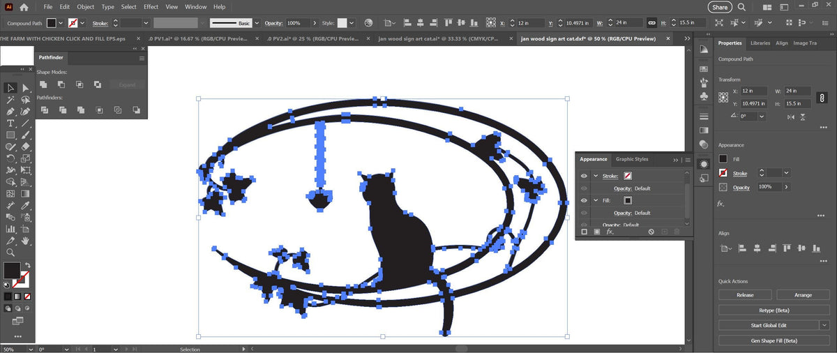 Cat Memorial Oval vector paths in design software (photo 9)