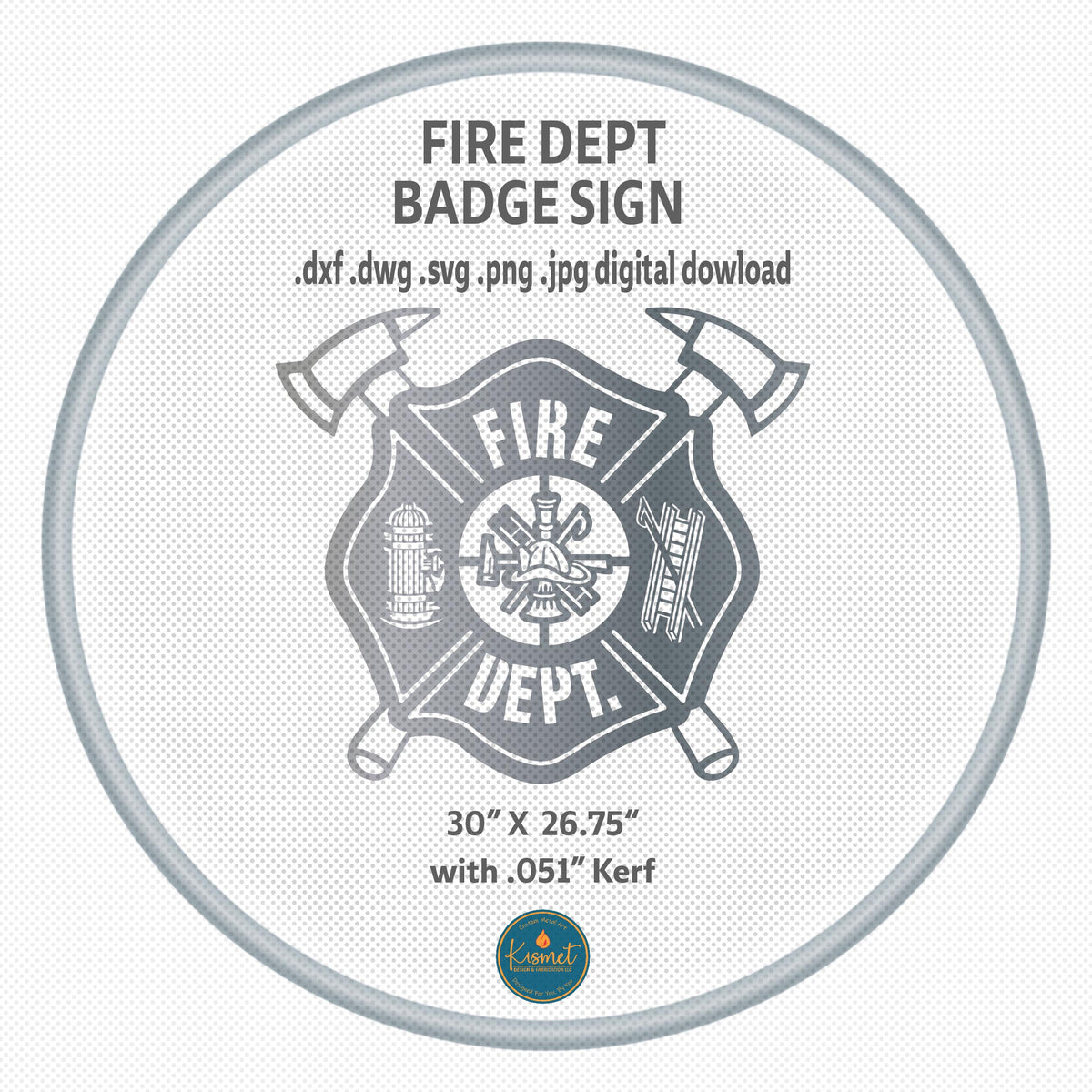 Fire Department Badge Sign DXF/SVG design preview with file details (photo 3)