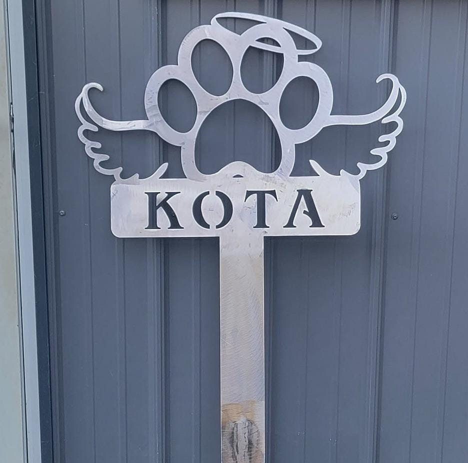 Dog Paw Halo Memorial Stake finished metal example