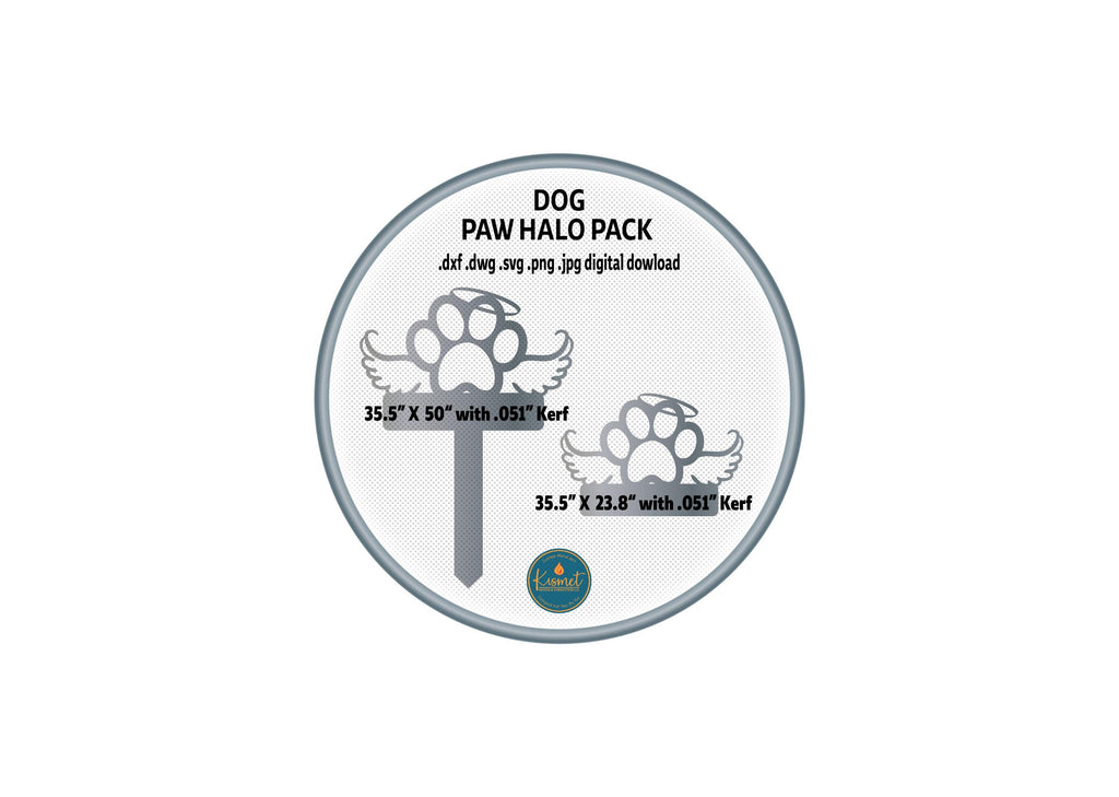 Dog Paw Halo Memorial Sign Pack DXF/SVG design preview with file details