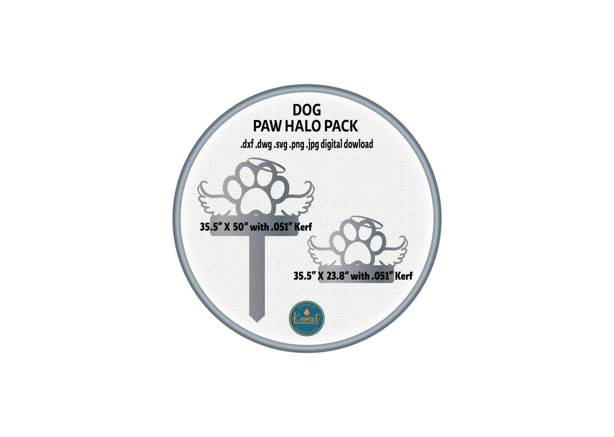 Dog Paw Halo Memorial Sign Pack DXF/SVG design preview with file details