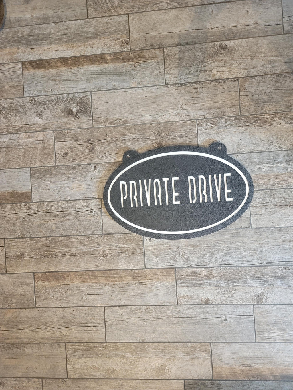 Private Drive Oval Sign finished metal example (photo 6)