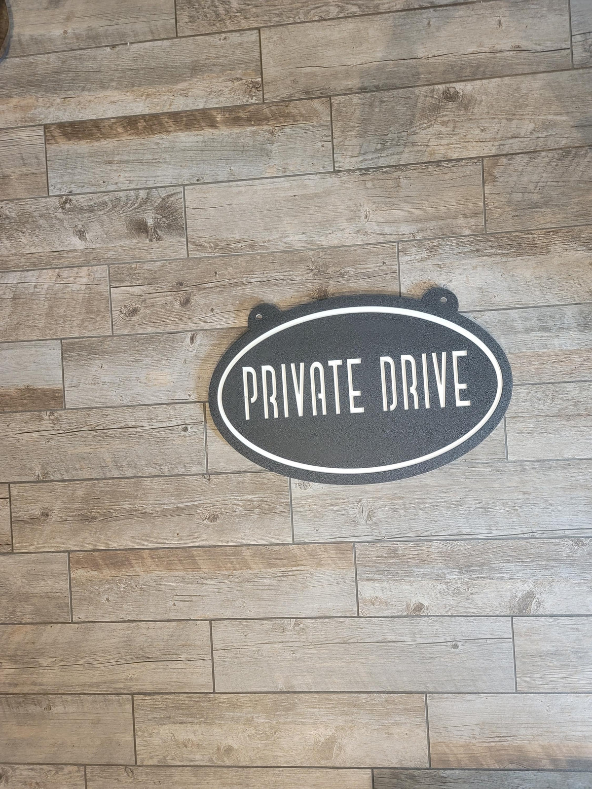 Private Drive Oval Sign finished metal example (photo 6)