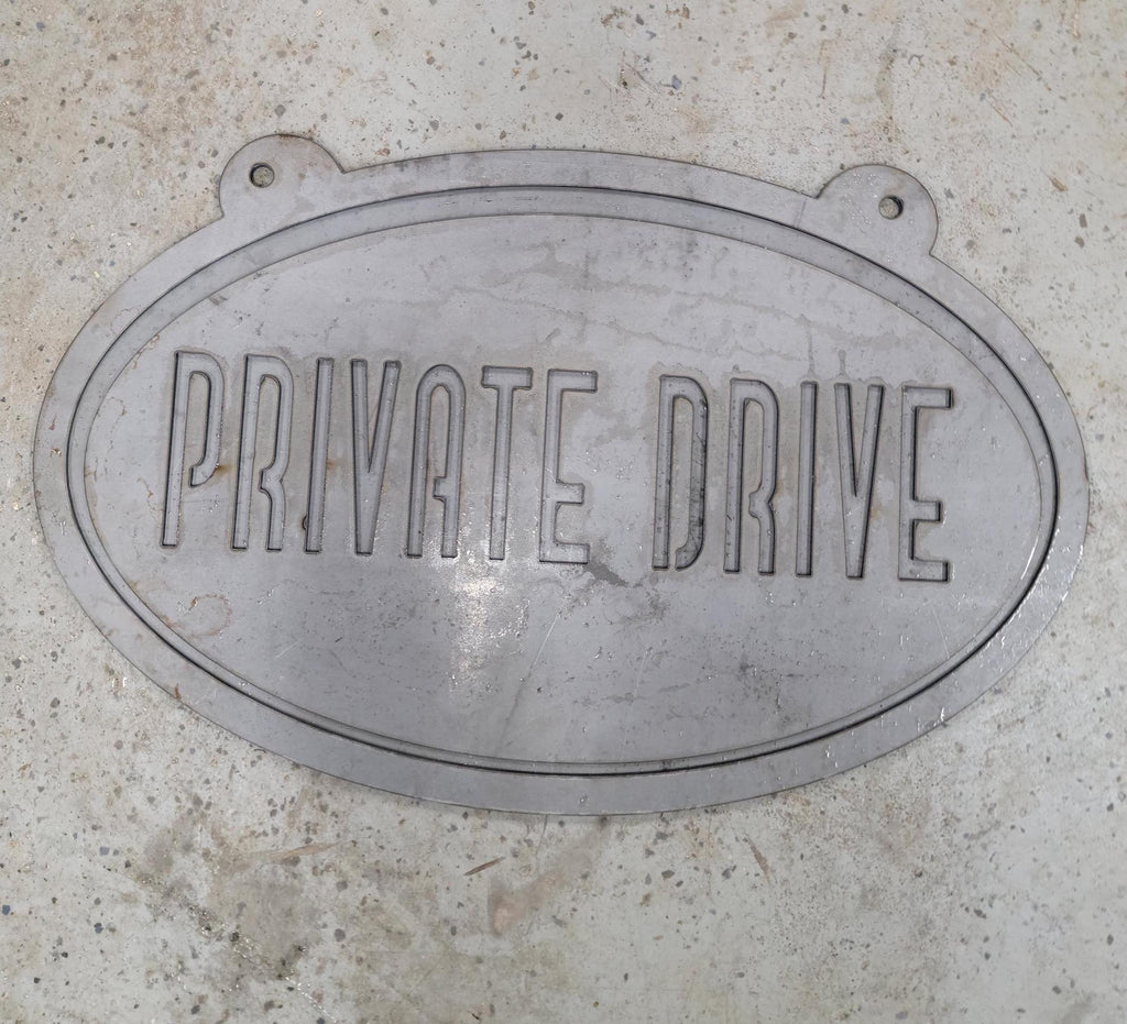 Private Drive Oval Sign finished metal example (photo 8)