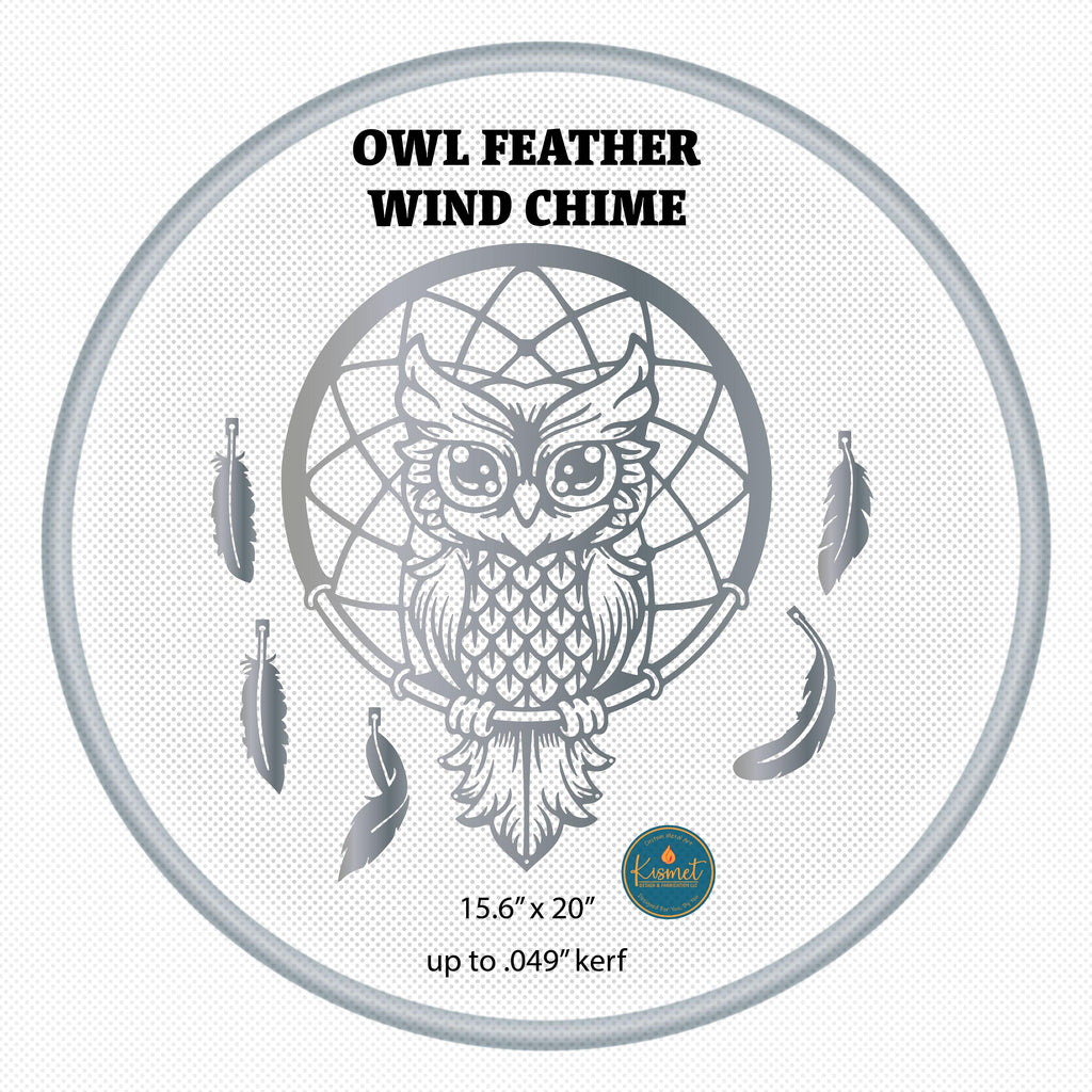 Owl Feather Wind Chime DXF/SVG design preview with file details