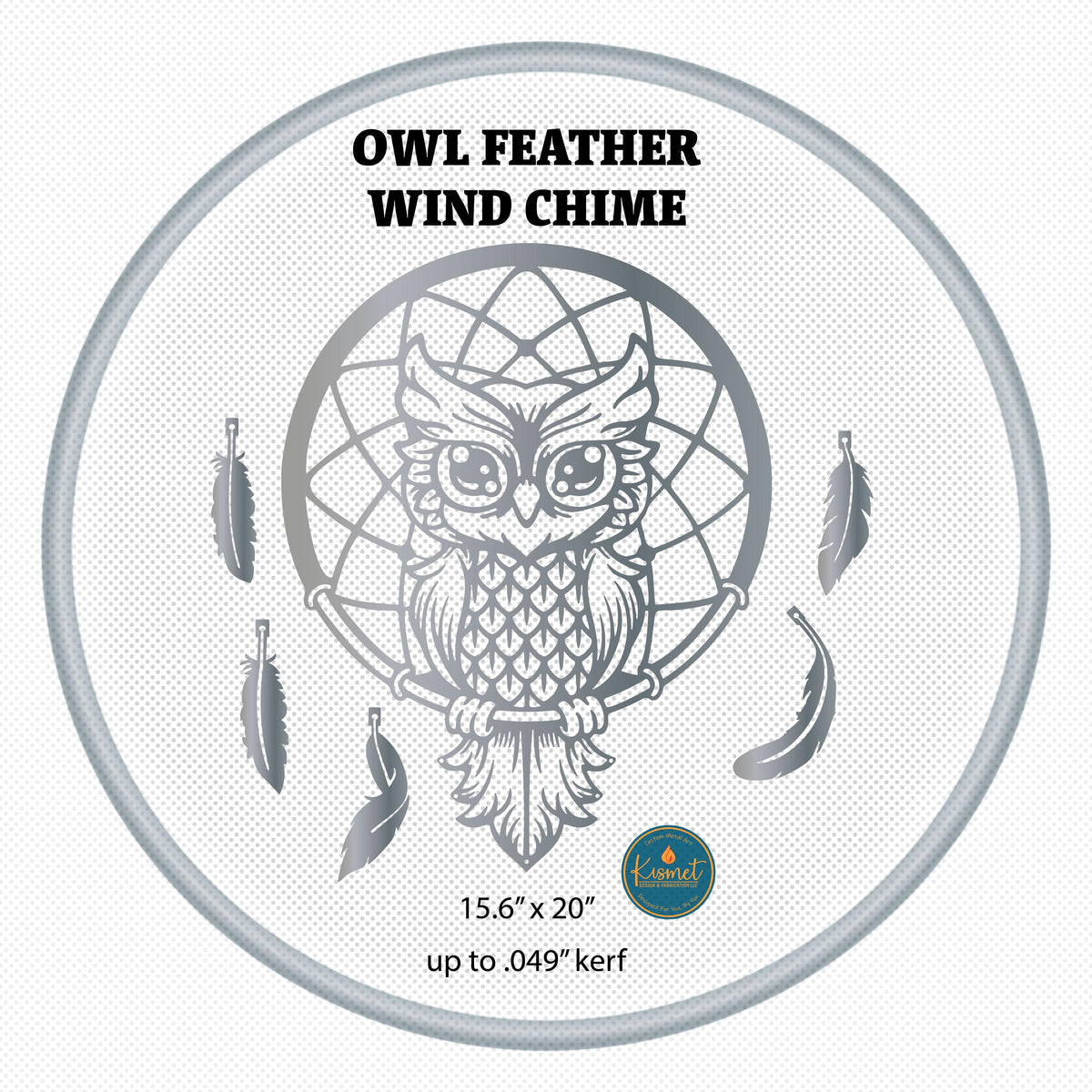 Owl Feather Wind Chime DXF/SVG design preview with file details