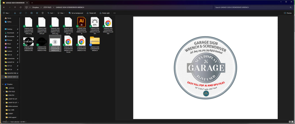 Custom Garage Sign Wrench Screwdriver vector paths in design software
