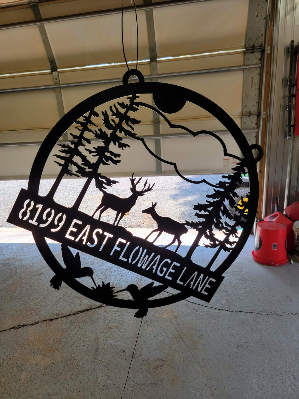 Deer and Hummingbird Sign finished metal example (photo 5)