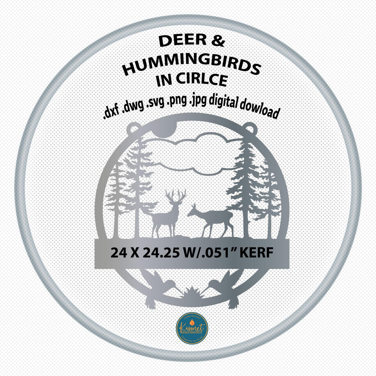 Deer and Hummingbird Sign DXF/SVG design preview with file details