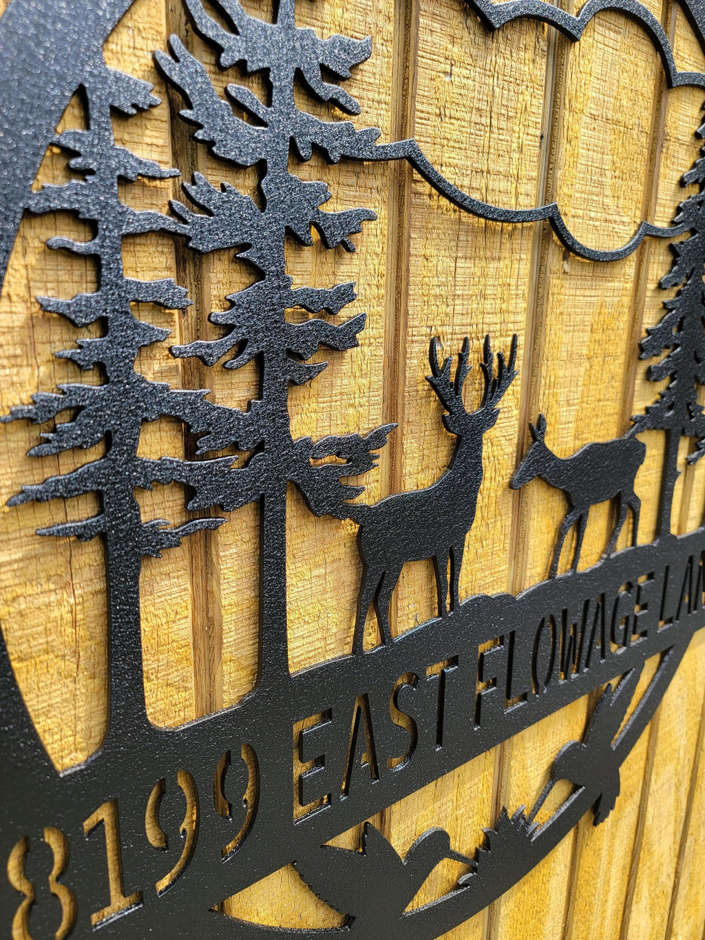 Deer and Hummingbird Sign finished metal example (photo 3)