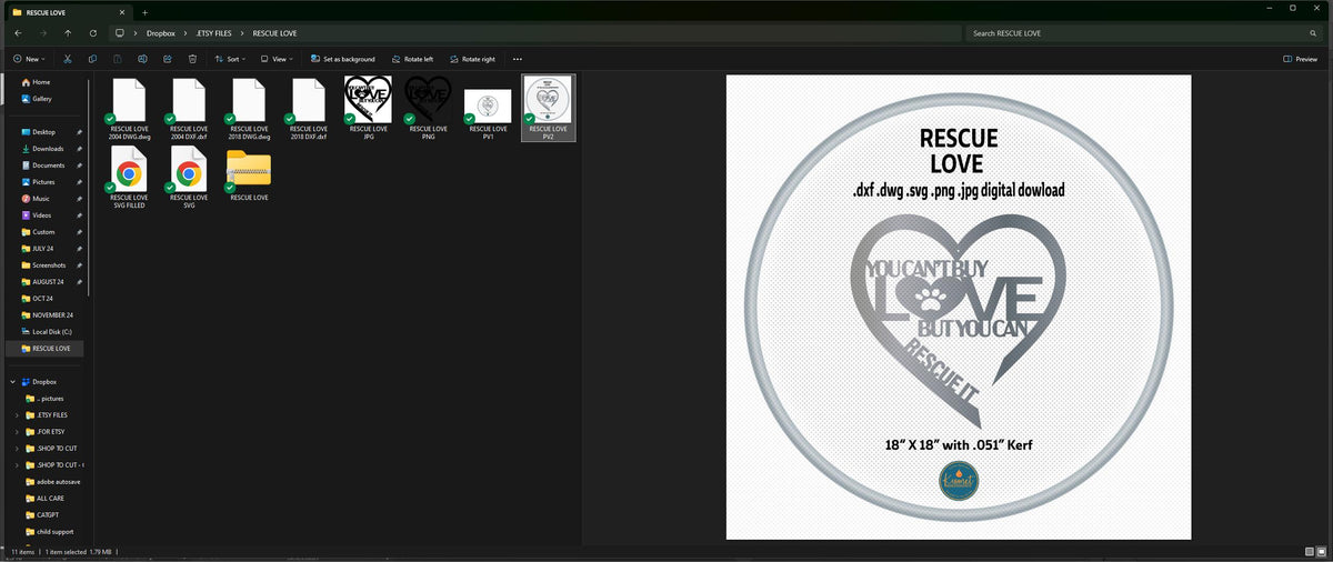 Rescue Love Dog Sign vector paths in design software