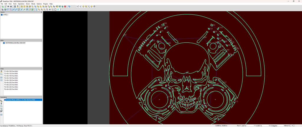 Motor Skull Circle Sign vector paths in design software
