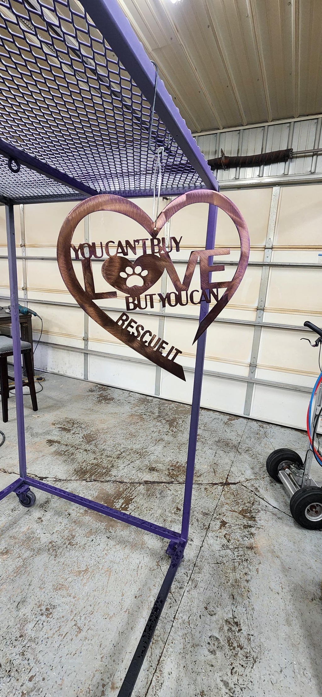 Rescue Love Dog Sign finished metal example (photo 10)