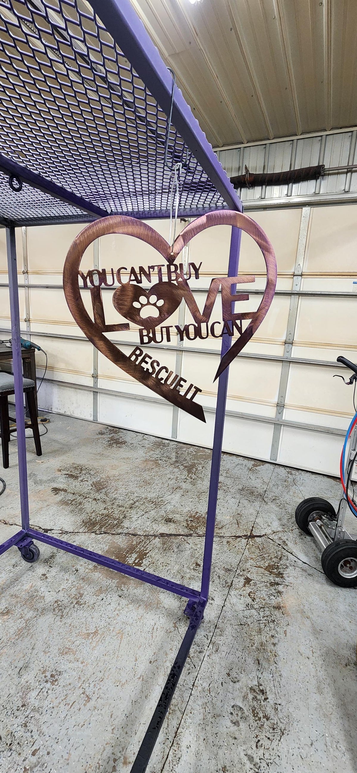 Rescue Love Dog Sign finished metal example (photo 10)