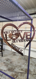 Rescue Love Dog Sign finished metal example